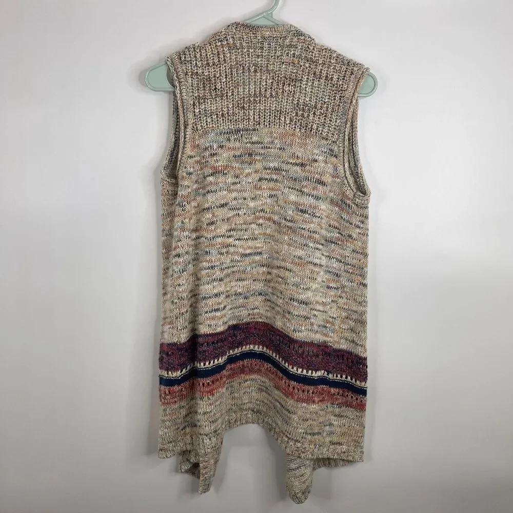 Sonoma Womens Open Front‎ Cardigan Size M Sleeveless Boho Chunky Knit - Picture 4 of 5